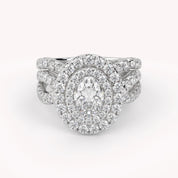 IGI Certified Twisted Shank Double Halo Diamond Bridal Set Ring