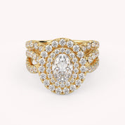 IGI Certified Twisted Shank Double Halo Diamond Bridal Set Ring