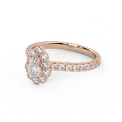 Teardrop Halo Solitaire Engagement Ring – IGI Certified