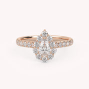 Teardrop Halo Solitaire Engagement Ring – IGI Certified