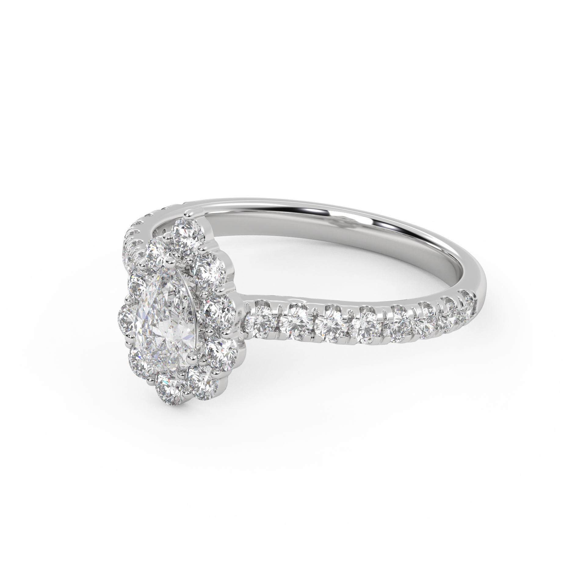Teardrop Halo Solitaire Engagement Ring – IGI Certified