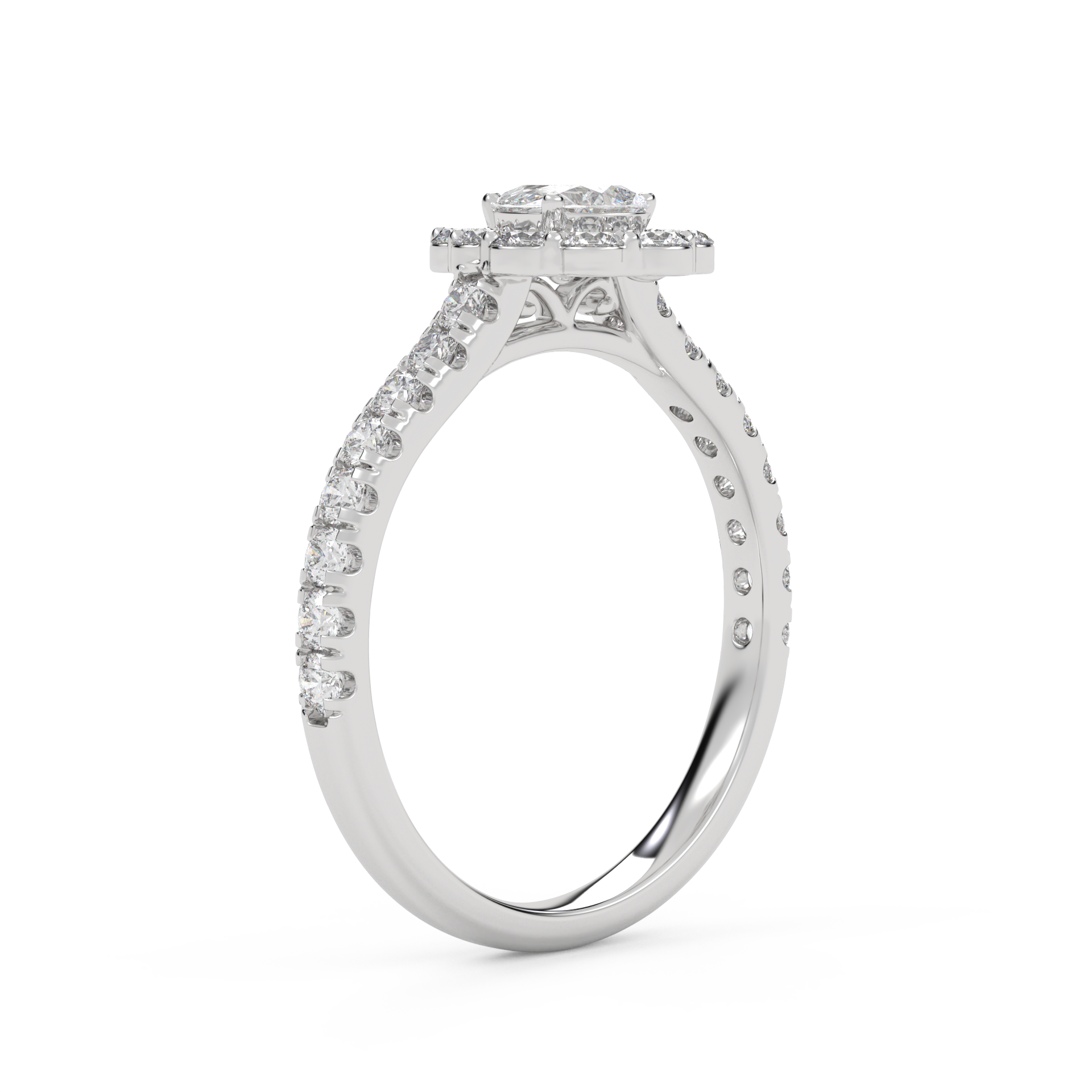 Teardrop Halo Solitaire Engagement Ring – IGI Certified