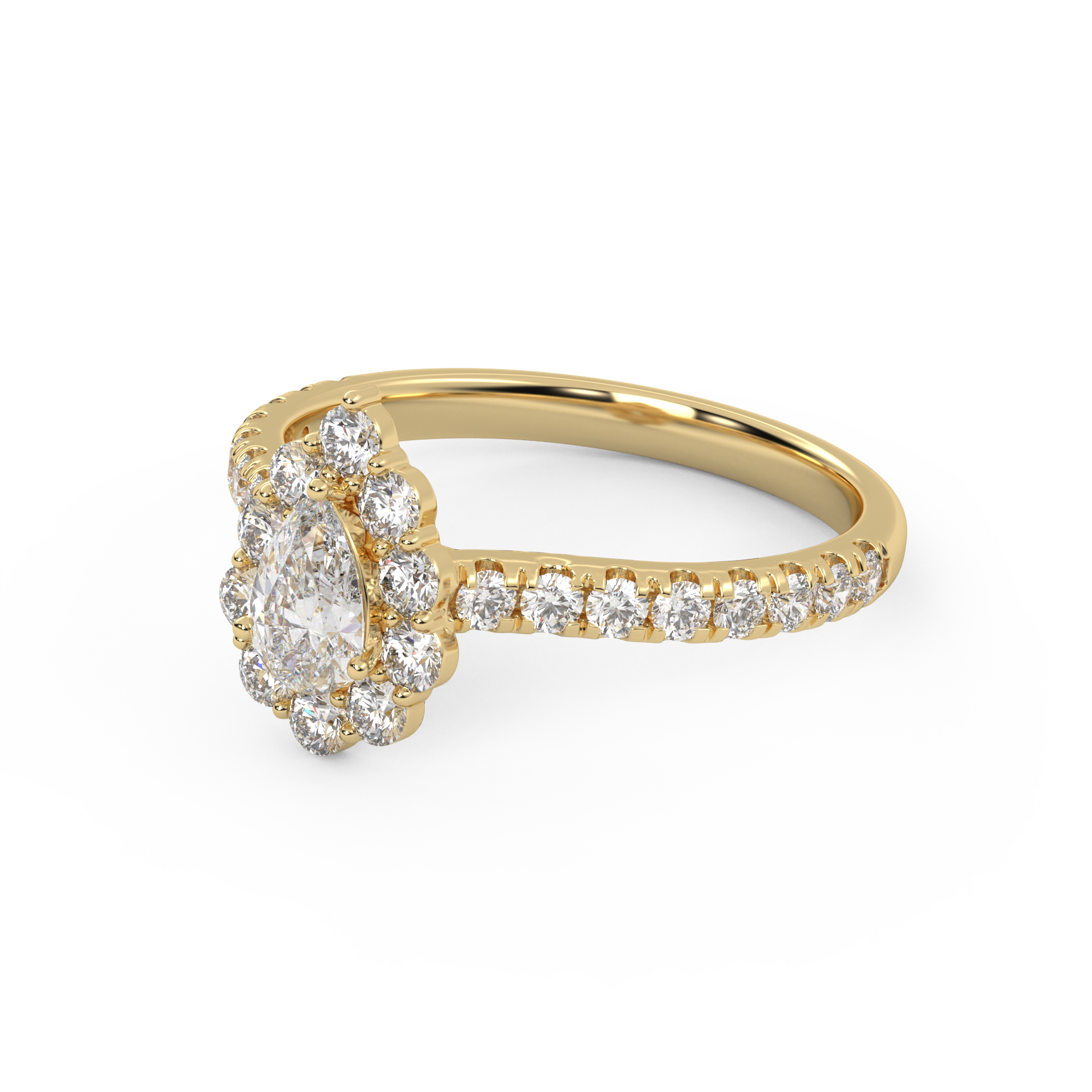 Teardrop Halo Solitaire Engagement Ring – IGI Certified