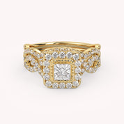IGI Certified Twisted Infinity Halo Bridal Set Ring