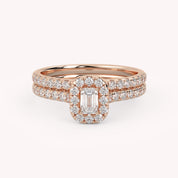 IGI Certified Lab Diamond Half Eternity Halo Bridal Set Ring