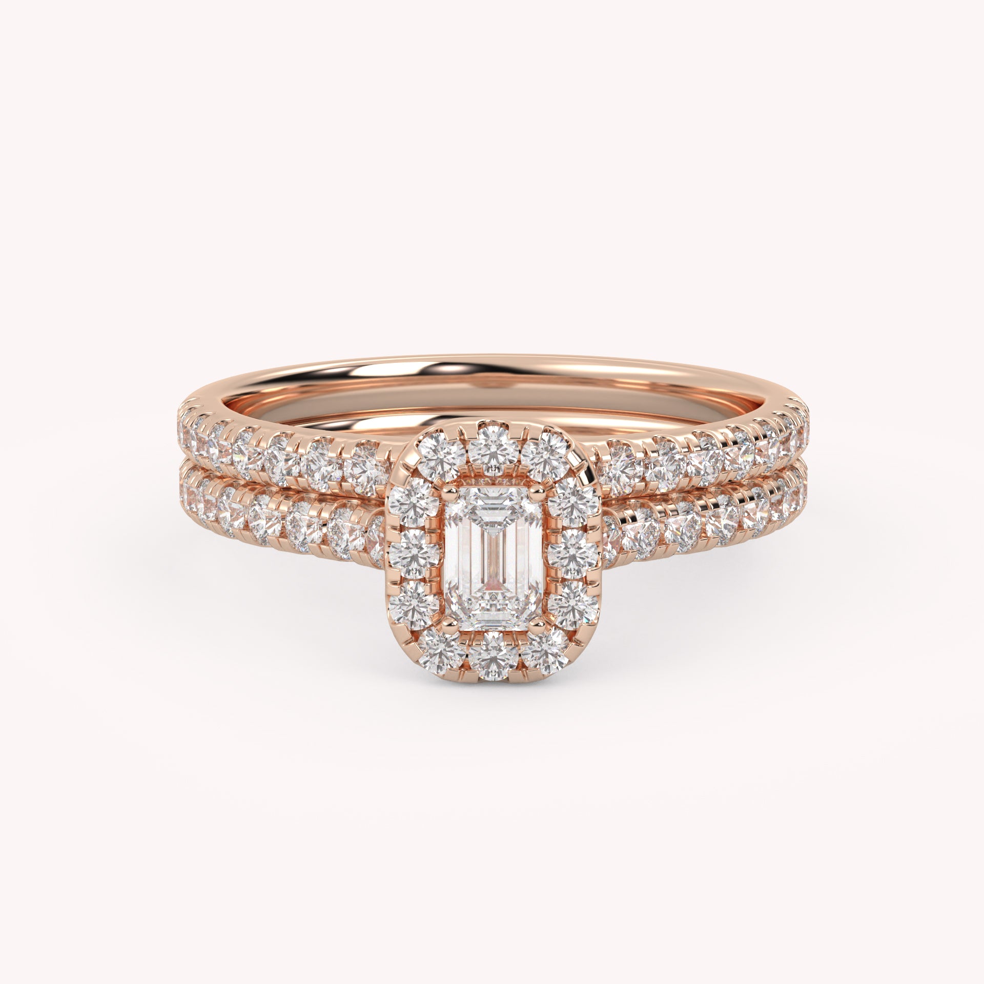 IGI Certified Lab Diamond Half Eternity Halo Bridal Set Ring