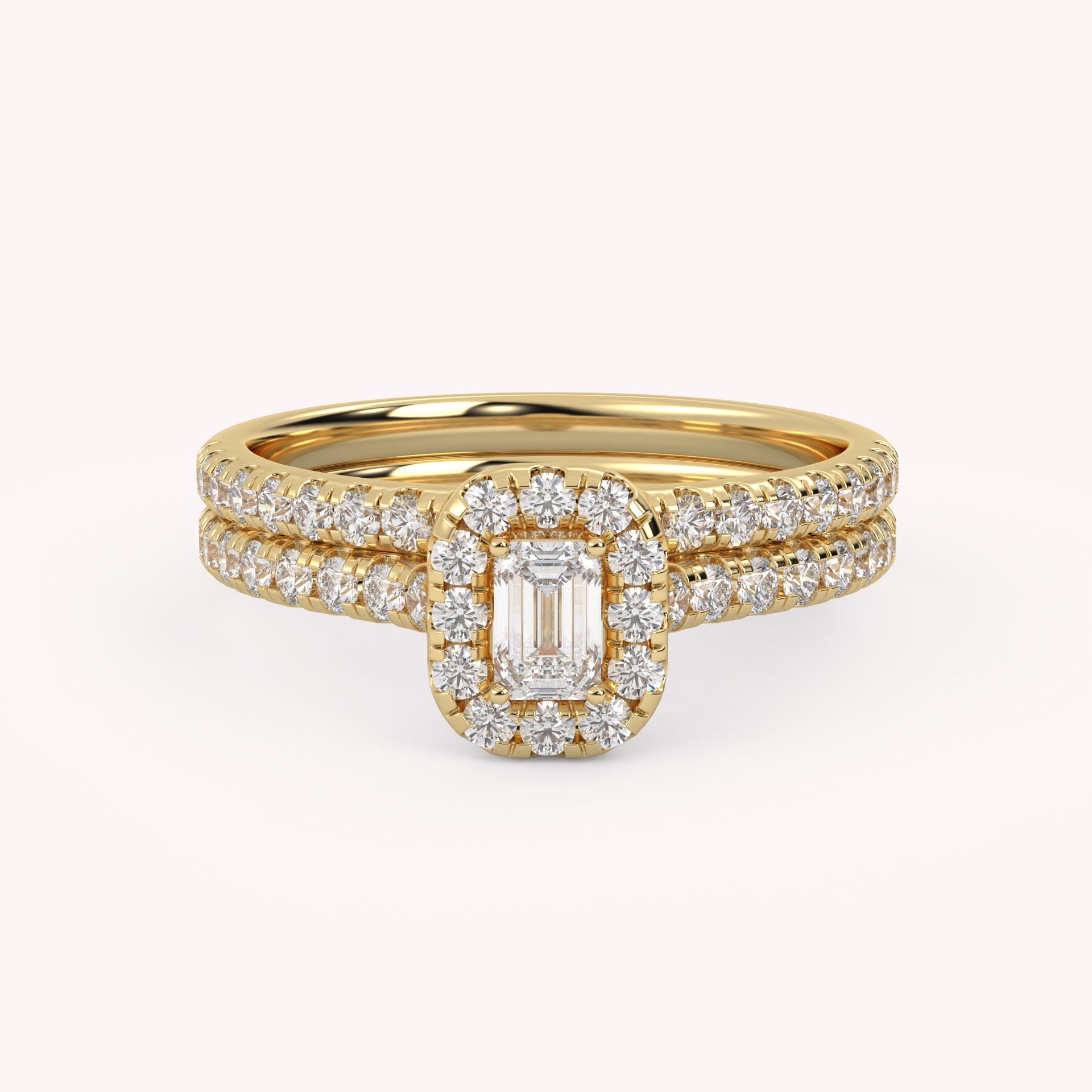 IGI Certified Lab Diamond Half Eternity Halo Bridal Set Ring