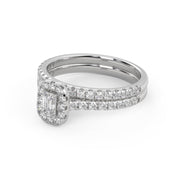 IGI Certified Lab Diamond Half Eternity Halo Bridal Set Ring
