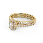 IGI Certified Lab Diamond Half Eternity Halo Bridal Set Ring