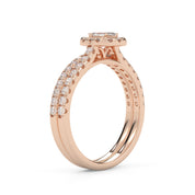 IGI Certified Lab Diamond Half Eternity Halo Bridal Set Ring