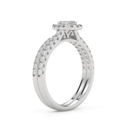 IGI Certified Lab Diamond Half Eternity Halo Bridal Set Ring