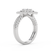 IGI Certified Marquise Halo Beaded Bridal Set Ring