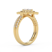 IGI Certified Marquise Halo Beaded Bridal Set Ring