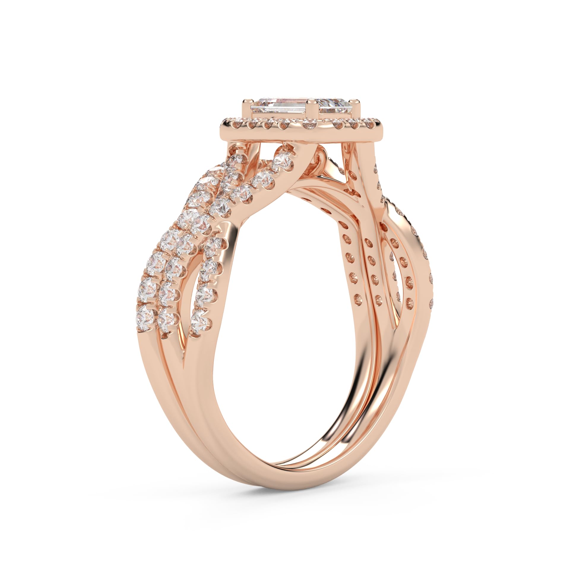 IGI Certified Infinity Halo Solitaire Bridal Set Ring