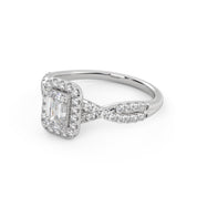 IGI Certified 1.00 Carat Emerald & Round Cut Lab Diamond Engagement Ring