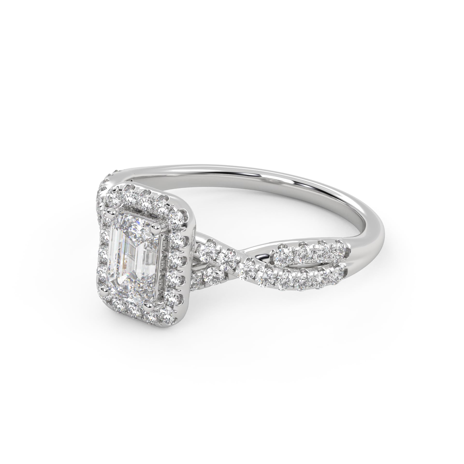 IGI Certified 1.00 Carat Emerald & Round Cut Lab Diamond Engagement Ring