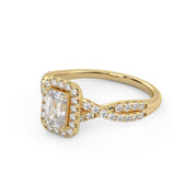 IGI Certified 1.00 Carat Emerald & Round Cut Lab Diamond Engagement Ring