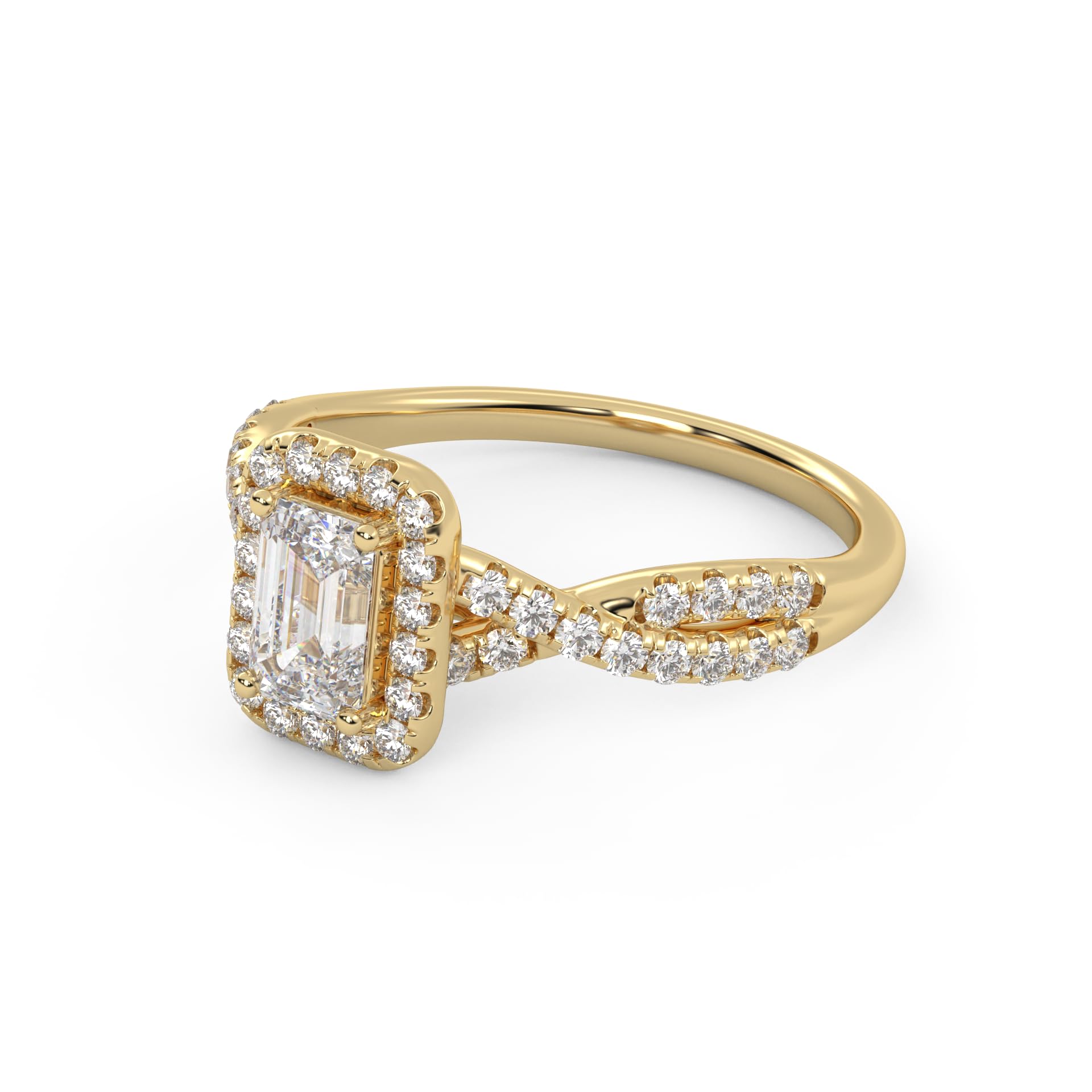 IGI Certified 1.00 Carat Emerald & Round Cut Lab Diamond Engagement Ring