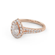 1.20 Carat Pear & Round Halo Solitaire Ring – IGI Certified