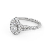 1.20 Carat Pear & Round Halo Solitaire Ring – IGI Certified