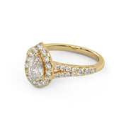 1.20 Carat Pear & Round Halo Solitaire Ring – IGI Certified