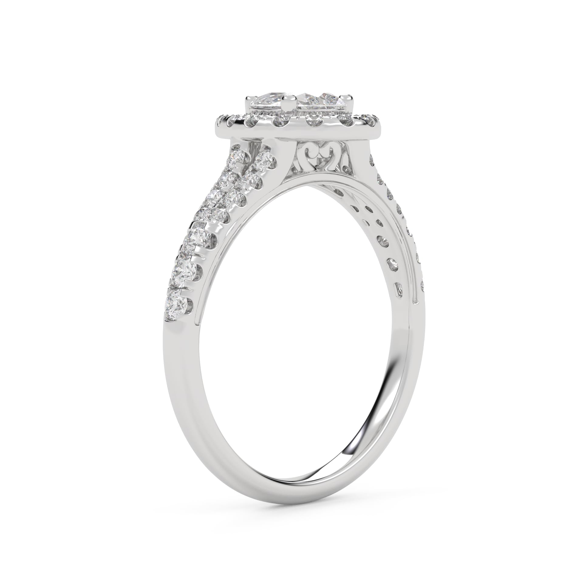 1.20 Carat Pear & Round Halo Solitaire Ring – IGI Certified