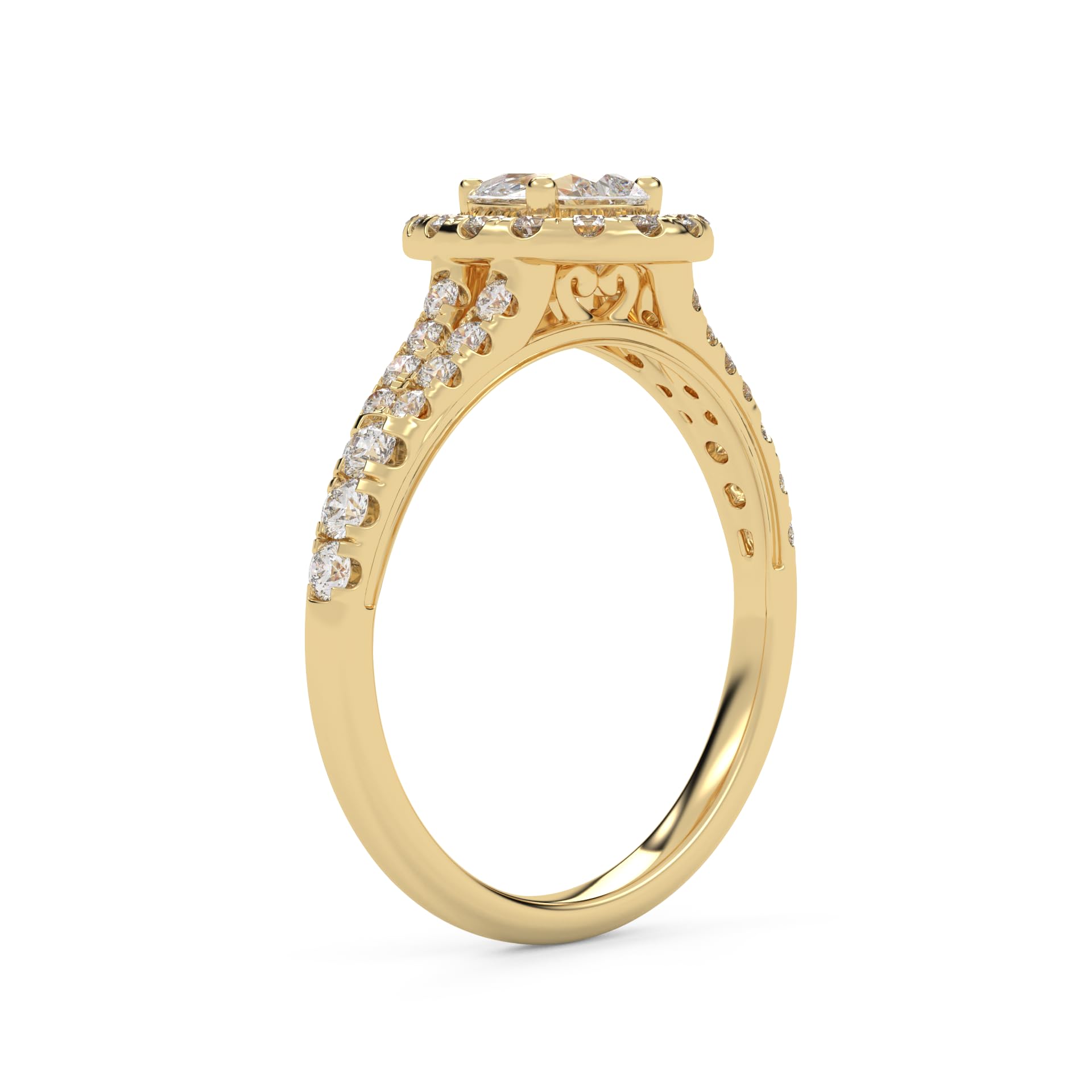 1.20 Carat Pear & Round Halo Solitaire Ring – IGI Certified