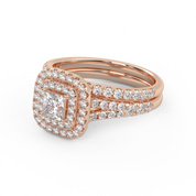 Princess and Round 1.25 Carat Double Halo Bridal Set Ring