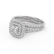 Princess and Round 1.25 Carat Double Halo Bridal Set Ring