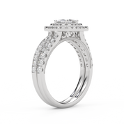 Princess and Round 1.25 Carat Double Halo Bridal Set Ring