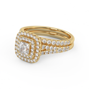 Princess and Round 1.25 Carat Double Halo Bridal Set Ring