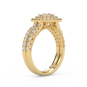 Princess and Round 1.25 Carat Double Halo Bridal Set Ring