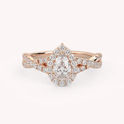 IGI Certified 1.00 Carat Pear & Round Lab Diamond Engagement Ring