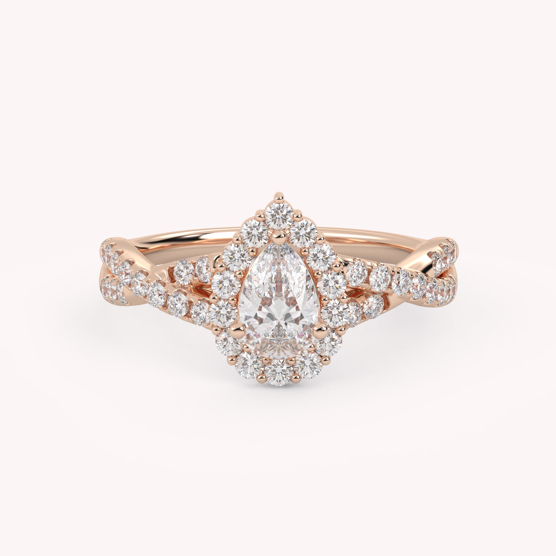 IGI Certified 1.00 Carat Pear & Round Lab Diamond Engagement Ring