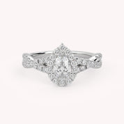 IGI Certified 1.00 Carat Pear & Round Lab Diamond Engagement Ring