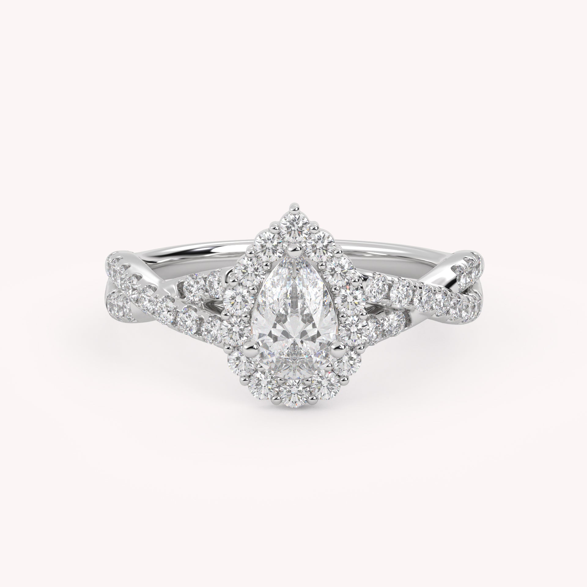 IGI Certified 1.00 Carat Pear & Round Lab Diamond Engagement Ring