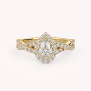 IGI Certified 1.00 Carat Pear & Round Lab Diamond Engagement Ring