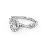 IGI Certified 1.00 Carat Pear & Round Lab Diamond Engagement Ring