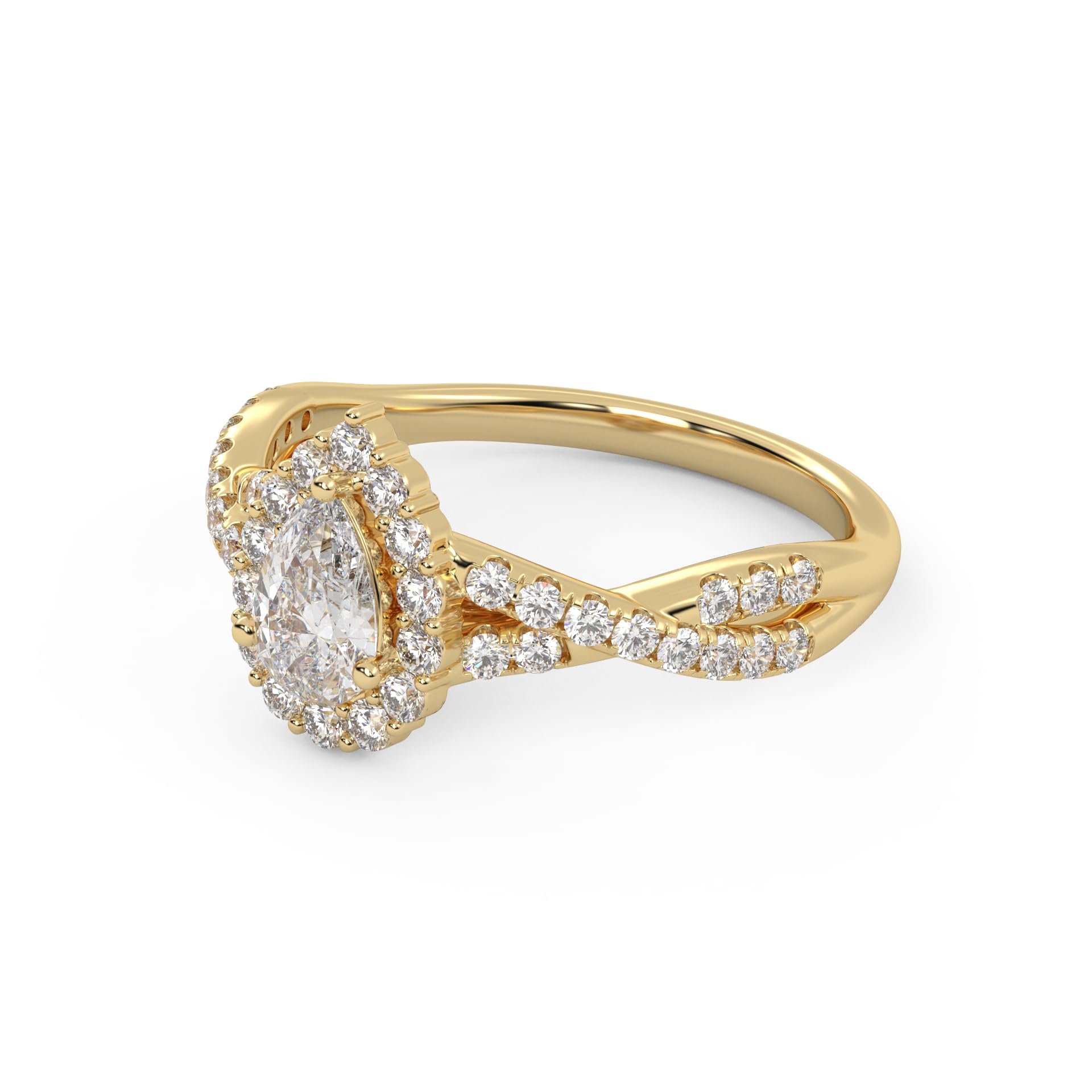 IGI Certified 1.00 Carat Pear & Round Lab Diamond Engagement Ring