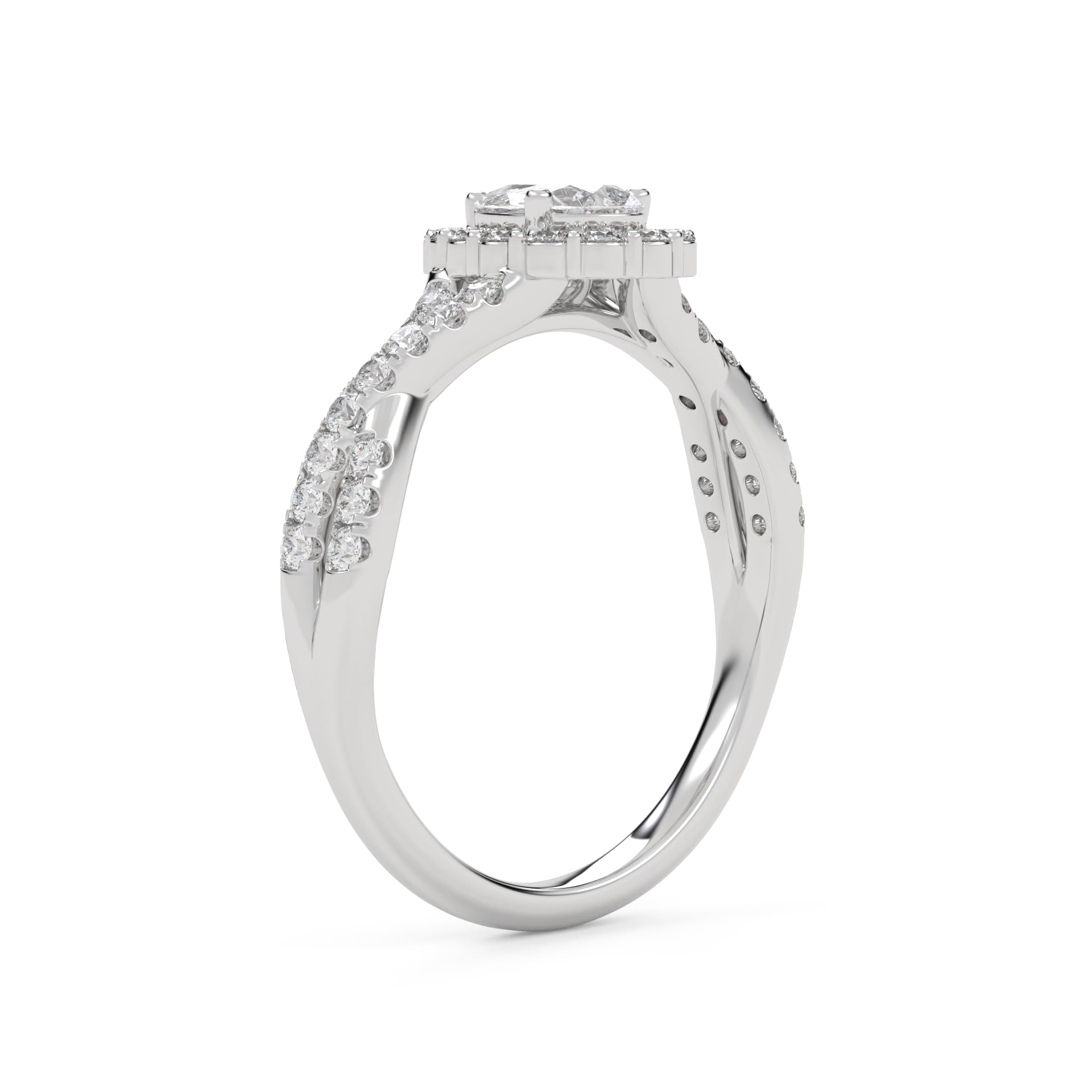 IGI Certified 1.00 Carat Pear & Round Lab Diamond Engagement Ring