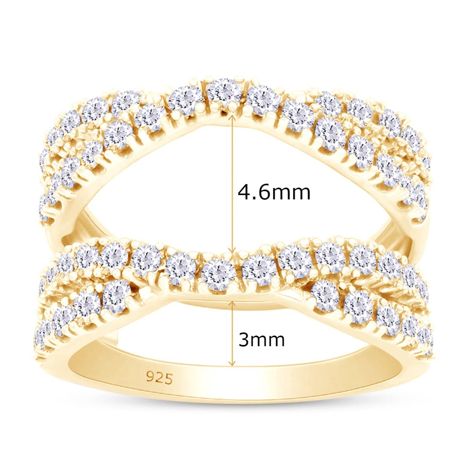 Round Cut White Cubic Zirconia Double Infinity Wedding Ring Guard Enhancer in 925 Sterling Silver