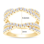 Round Cut White Cubic Zirconia Double Infinity Wedding Ring Guard Enhancer in 925 Sterling Silver