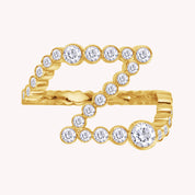 Bubble Round Lab Created Moissanite Initial Letter Ring