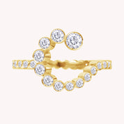 Bubble White Cubic Zirconia Initial Letter Ring