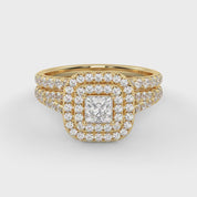 Princess and Round 1.25 Carat Double Halo Bridal Set Ring