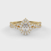 IGI Certified 1.00 Carat Pear & Round Lab Diamond Engagement Ring