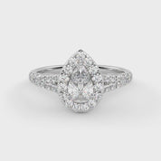 1.20 Carat Pear & Round Halo Solitaire Ring – IGI Certified