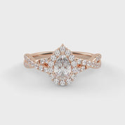 IGI Certified 1.00 Carat Pear & Round Lab Diamond Engagement Ring