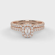 IGI Certified Lab Diamond Half Eternity Halo Bridal Set Ring