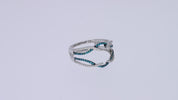 Blue White Cubic Zirconia Guard Wrap Ring for Women